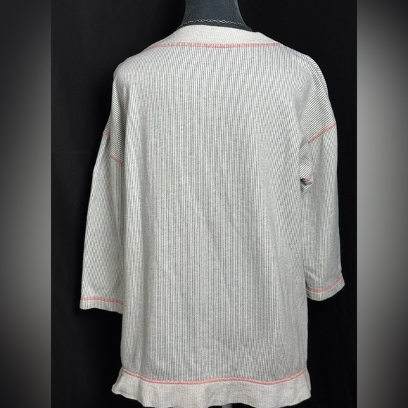 Liz Claiborne Striped Pullover Tunic Sweatshirt Pink Stitching Size L - Picture 3 of 6